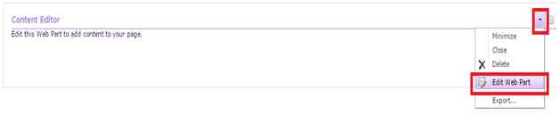 Select the Content editor web